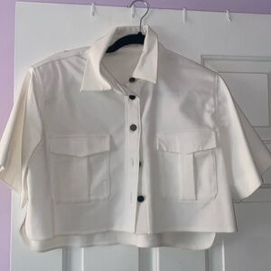 Babaton White T-Shirt Cropped Blouse